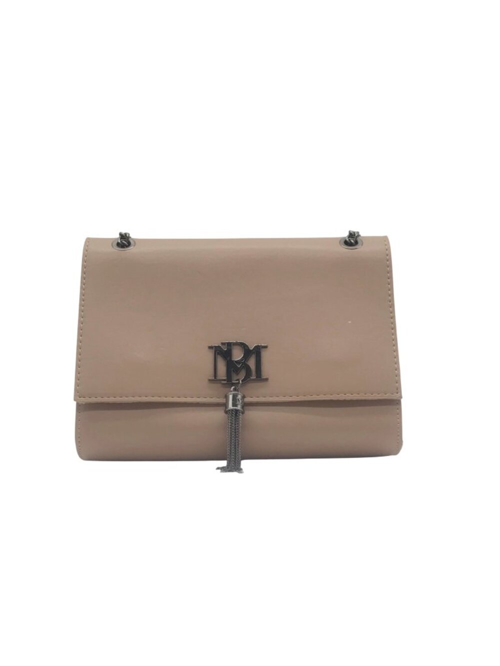 Badgley Mischka Taupe Vegan Leather Metal Tassel Crossbody